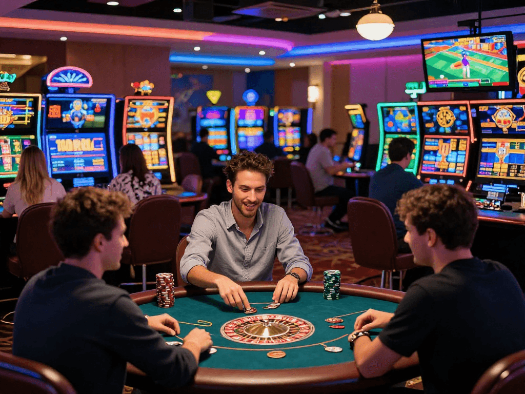 Casinos en ligne où des joueurs profitent d'une expérience immersive avec des jeux de table et de machines à sous.