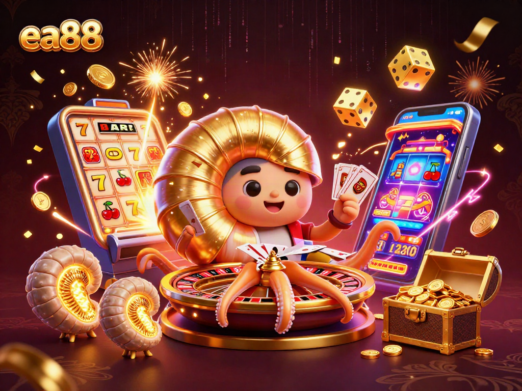 Spin the wheel with ea88 as the nautilus and glowing companions create a vibrant casino scene.