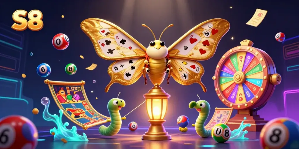 Engage in thrilling casino adventures with S8's vibrant slot games depicted in dynamic 3D art.