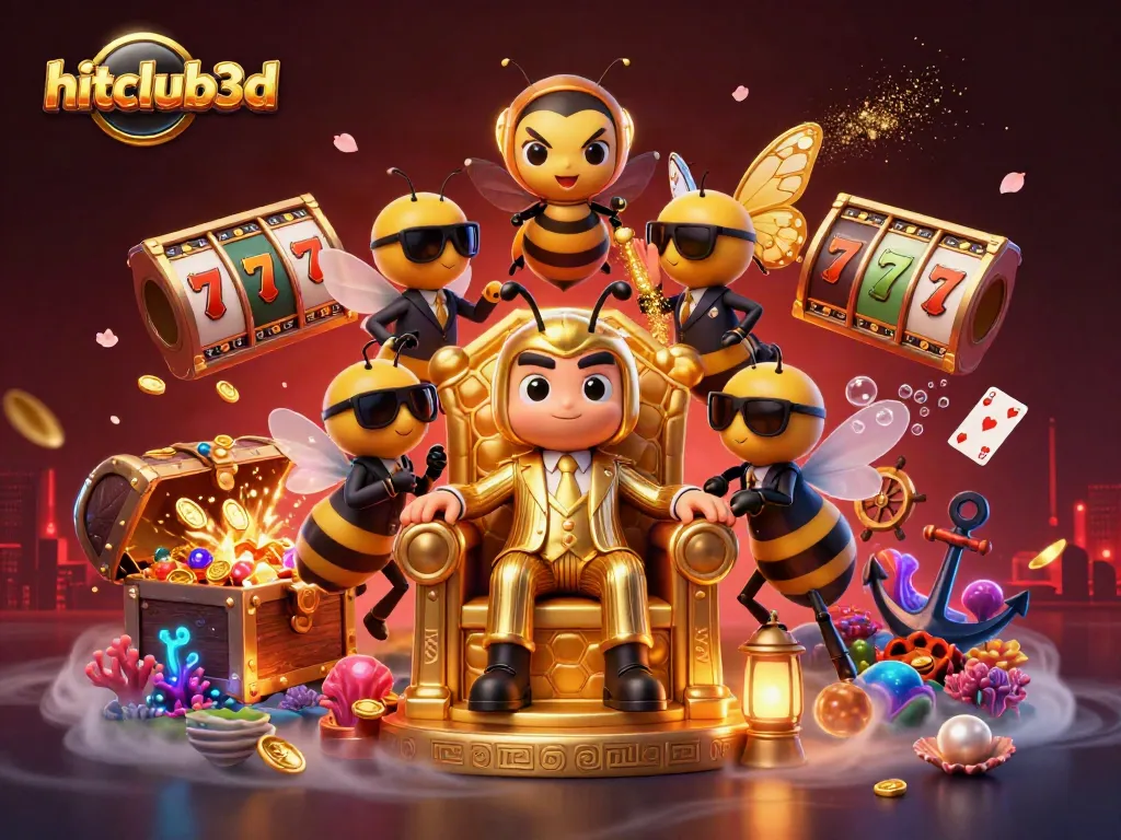 Spin the reels with charm in hitclub3d’s vibrant 3D digital casino illustration, featuring engaging characters.