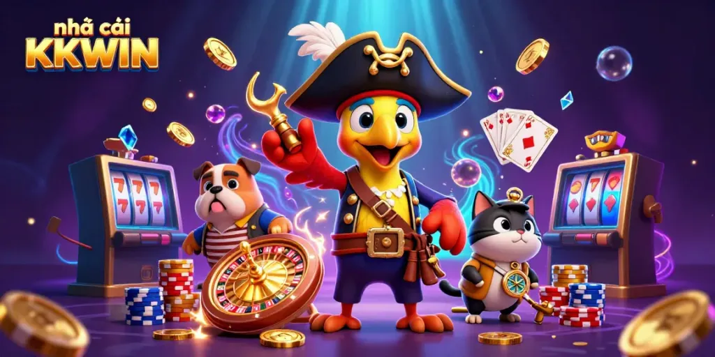Experience the excitement of nhà cái KKWIN with vibrant casino gameplay, featuring characters and dynamic game elements.