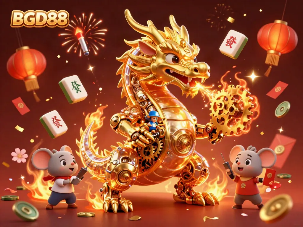 Experience the thrilling gaming adventure with BGD88, featuring a golden dragon and engaging casino elements.