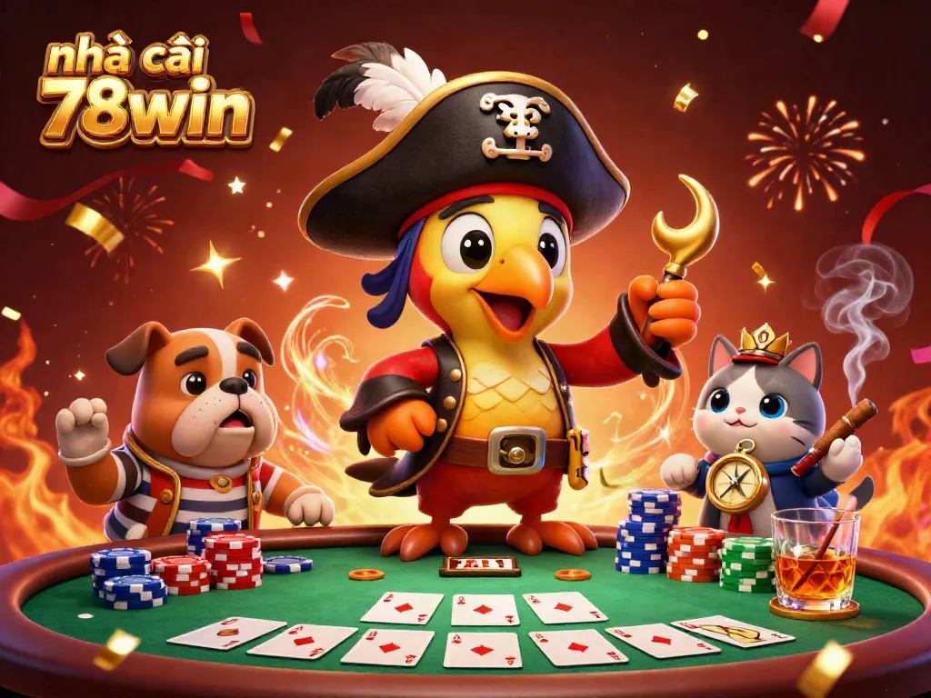 Witness the excitement at nhà cái 78win with colorful poker chips, vibrant models, and rich casino elements.
