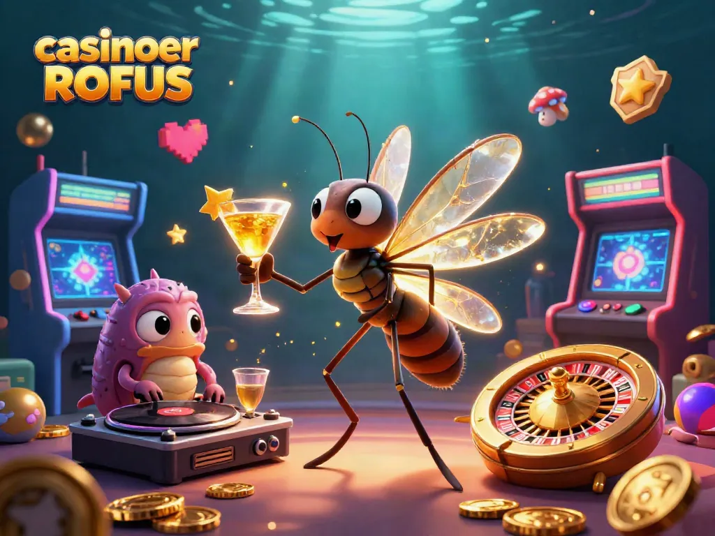 Experience excitement at casinoer uden ROFUS with a dynamic 3D illustration featuring vibrant gaming elements.