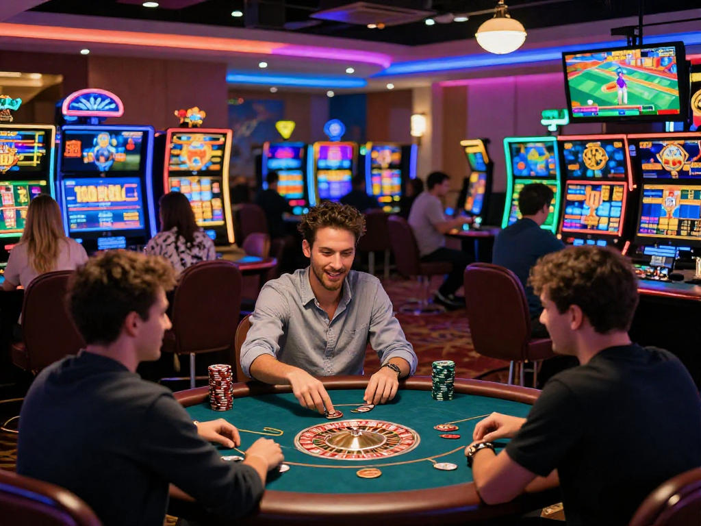 Casinos en ligne où des joueurs profitent d'une expérience immersive avec des jeux de table et de machines à sous.