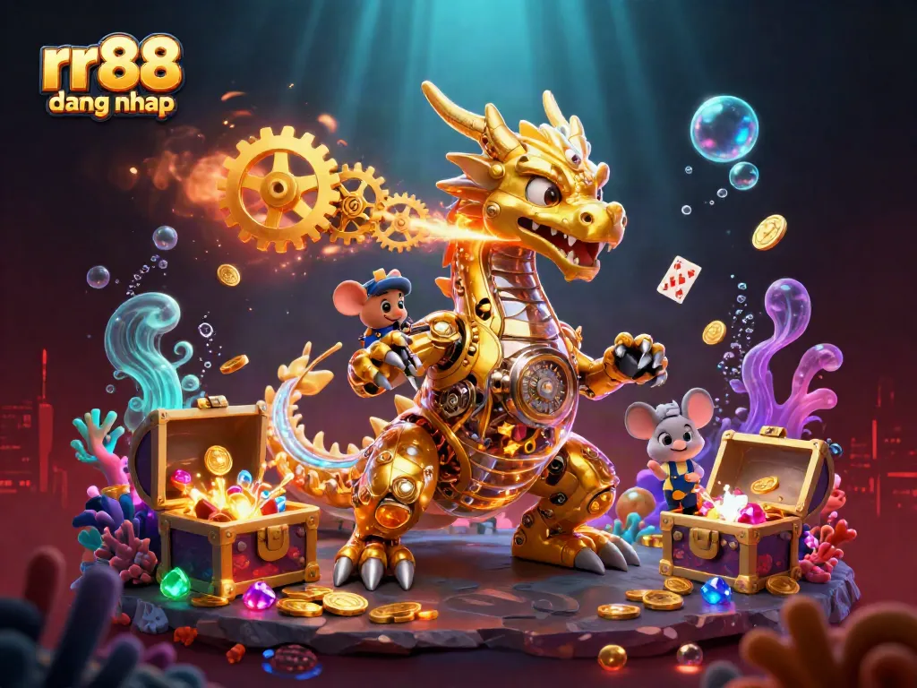 Experience the excitement of rr88 dang nhap with a vibrant underwater casino scene full of dynamic elements.