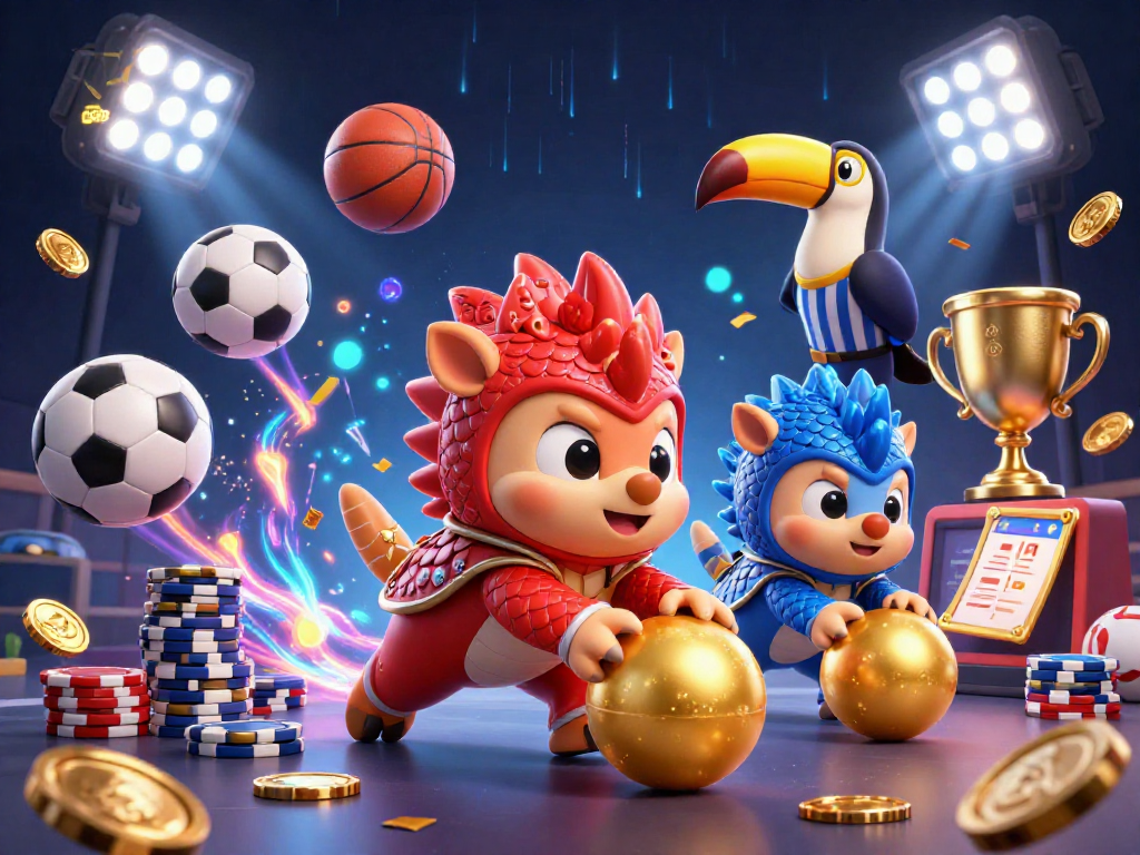 Experience the excitement of GG88 with pangolins rolling through poker chips in this vibrant casino scene.