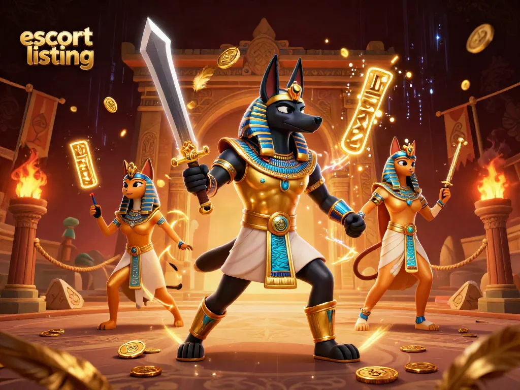 Engage with varied escort listings in a vibrant gambling scene with richly detailed elements.