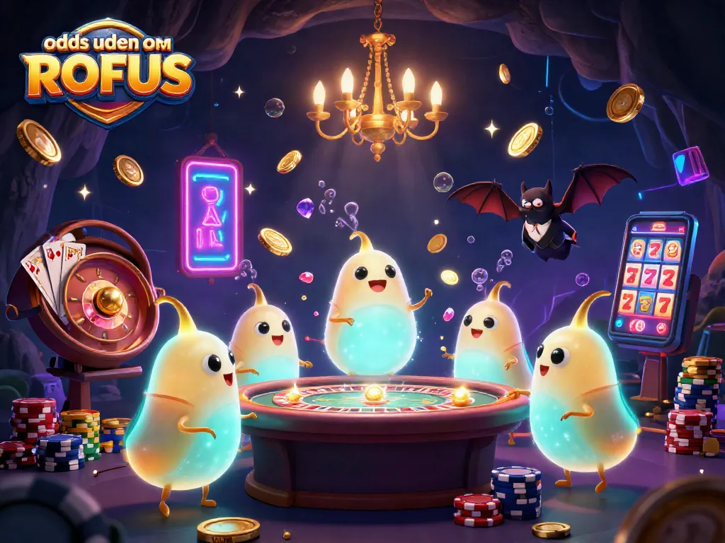 Experience odds uden om ROFUS in a vibrant casino scene illuminated by glowworms.