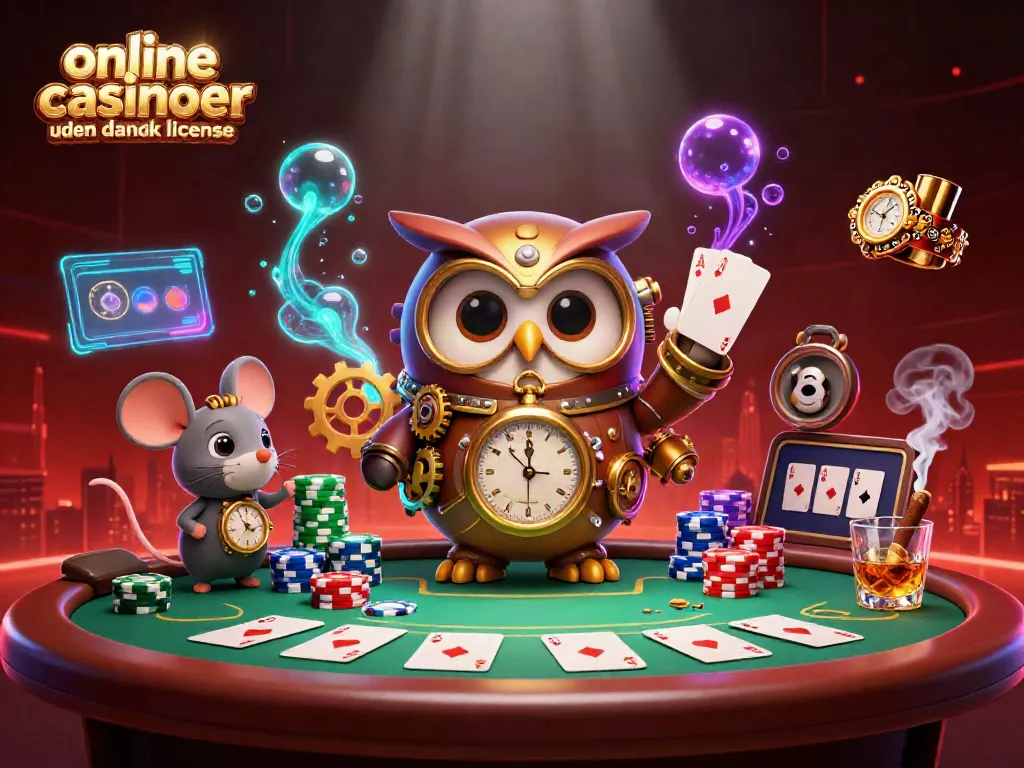 Engage with top online casinoer uden dansk licens in a vibrant steampunk scene full of dynamic gaming elements.