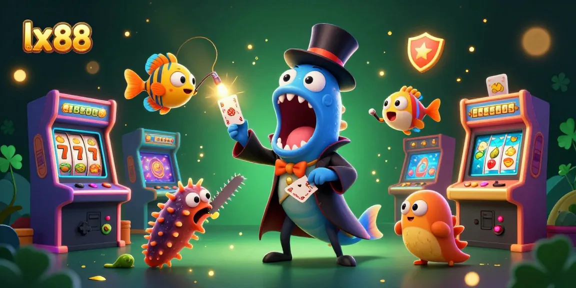 Experience excitement with lx 88's vibrant casino scene featuring 3D characters and slot games.